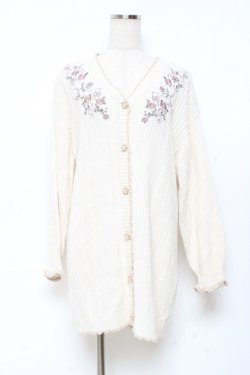 画像1: axes femme / 蝶×バラ刺繍ロングニットカーディガン F 生成り Y-25-11-05-064-AX-TO-SZ-ZY