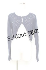 axes femme / ダイヤ柄ニットボレロ M 紺 Y-25-11-05-067-AX-TO-SZ-ZY