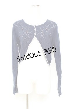 画像1: axes femme / ダイヤ柄ニットボレロ M 紺 Y-25-11-05-067-AX-TO-SZ-ZY