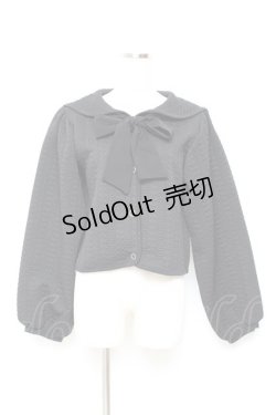 画像1: axes femme POETIQUE / ふくれジャカードセーラーカーディガン M 黒 Y-25-11-05-070-AX-TO-SZ-ZY