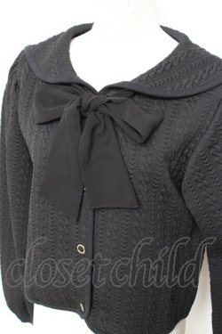 画像3: axes femme POETIQUE / ふくれジャカードセーラーカーディガン M 黒 Y-25-11-05-070-AX-TO-SZ-ZY