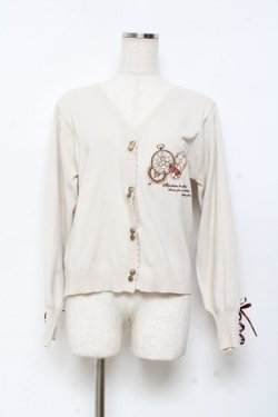 画像1: axes femme / 時計×歯車刺繍ニットカーディガン M 生成り Y-25-11-05-075-AX-TO-SZ-ZY