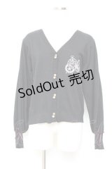 axes femme / 時計×歯車刺繍ニットカーディガン M 黒 Y-25-11-05-076-AX-TO-SZ-ZY