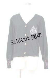 axes femme / 時計×歯車刺繍ニットカーディガン M 黒 Y-25-11-05-076-AX-TO-SZ-ZY