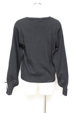 画像2: axes femme / 時計×歯車刺繍ニットカーディガン M 黒 Y-25-11-05-076-AX-TO-SZ-ZY