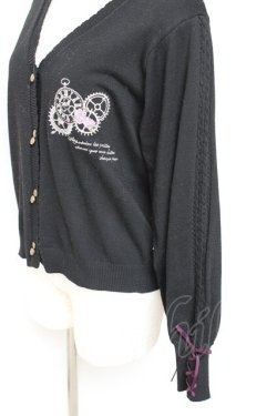 画像3: axes femme / 時計×歯車刺繍ニットカーディガン M 黒 Y-25-11-05-076-AX-TO-SZ-ZY