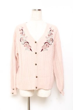 画像1: axes femme / ガーデニング刺繍カーディガン M ピンク Y-25-11-05-079-AX-TO-SZ-ZY