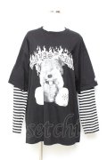 TRAVAS TOKYO / Punkish bear layered border L/S Tee/レイヤードボーダーくまプリントロングスリーブカットソー F ブラック Y-25-11-05-082-PU-TO-SZ-ZY