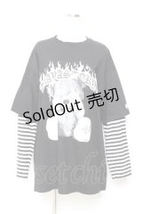 TRAVAS TOKYO / Punkish bear layered border L/S Tee/レイヤードボーダーくまプリントロングスリーブカットソー F ブラック Y-25-11-05-082-PU-TO-SZ-ZS