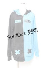 NieR Clothing / うさ耳付きTWO-TONE ZIP OUTER  黒×青 Y-25-11-05-083-PU-TO-SZ-ZY