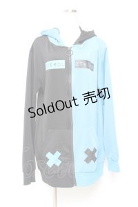 NieR Clothing / うさ耳付きTWO-TONE ZIP OUTER  黒×青 Y-25-11-05-083-PU-TO-SZ-ZY