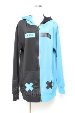 画像1: NieR Clothing / うさ耳付きTWO-TONE ZIP OUTER  黒×青 Y-25-11-05-083-PU-TO-SZ-ZY