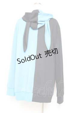 画像2: NieR Clothing / うさ耳付きTWO-TONE ZIP OUTER  黒×青 Y-25-11-05-083-PU-TO-SZ-ZY
