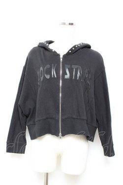 画像1: GLAD NEWS / スタッズフードショートパーカー R 黒 Y-25-11-05-087-GL-TO-SZ-ZY