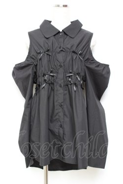 画像1: DearMyLoveRose / オープンショルダーリボンチュニック M 黒 Y-25-11-05-094-EL-OP-SZ-ZY