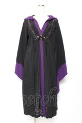 Ozz oneste / チャイナボタンロングカーディガン  黒×紫 Y-25-11-05-095-OO-TO-SZ-OS