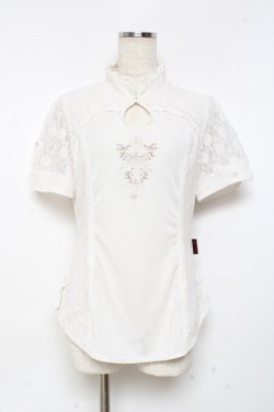 画像1: Ozz oneste / レース切替刺繍入りパフスリーブトップス  白 Y-25-11-05-099-OO-TO-SZ-ZY