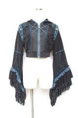 Ozz oneste / フード付きショートボレロ  黒×青 Y-25-11-05-100-OO-TO-SZ-OS