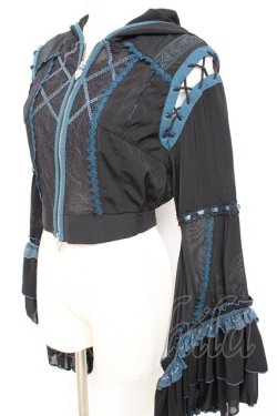 画像2: Ozz oneste / フード付きショートボレロ  黒×青 Y-25-11-05-100-OO-TO-SZ-ZY