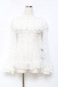 ATELIER PIERROT / Shirring Princess Sleeve Blouse-Lace-  白 Y-25-11-05-102-EL-BL-SZ-ZY
