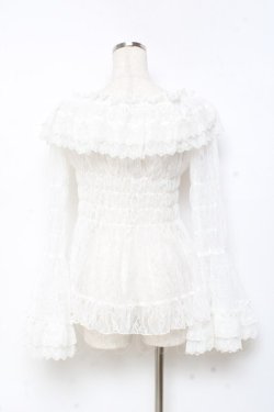 画像2: ATELIER PIERROT / Shirring Princess Sleeve Blouse-Lace-  白 Y-25-11-05-102-EL-BL-SZ-ZY