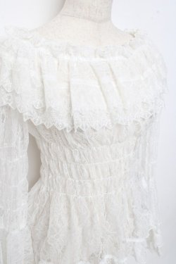 画像4: ATELIER PIERROT / Shirring Princess Sleeve Blouse-Lace-  白 Y-25-11-05-102-EL-BL-SZ-ZY