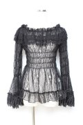 ATELIER PIERROT / Shirring Princess Sleeve Blouse-Lace-  黒 Y-25-11-05-103-EL-BL-SZ-ZY