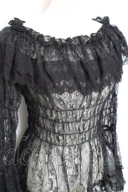 画像4: ATELIER PIERROT / Shirring Princess Sleeve Blouse-Lace-  黒 Y-25-11-05-103-EL-BL-SZ-ZY
