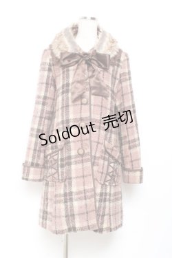 画像1: axes femme / ブロックチェックAラインコート M ピンク Y-25-11-05-106-AX-CO-SZ-ZY