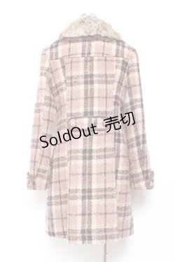 画像2: axes femme / ブロックチェックAラインコート M ピンク Y-25-11-05-106-AX-CO-SZ-ZY