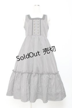 画像1: m petit by misako / TT*AOKストライプジャンパースカート L 濃灰 Y-25-11-05-113-LO-OP-SZ-ZY