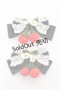 BABY,THE STARS SHINE BRIGHT / いちごとレースのリボンコーム  黒 Y-25-11-05-018-BA-AC-SZ-ZY