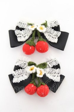 画像1: BABY,THE STARS SHINE BRIGHT / いちごとレースのリボンコーム  黒 Y-25-11-05-018-BA-AC-SZ-ZY