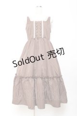 m petit by misako / TT*AOKストライプジャンパースカート L 中茶 Y-25-11-05-114-LO-OP-SZ-ZY