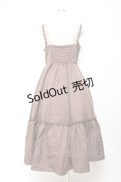 画像2: m petit by misako / TT*AOKストライプジャンパースカート L 中茶 Y-25-11-05-114-LO-OP-SZ-ZY