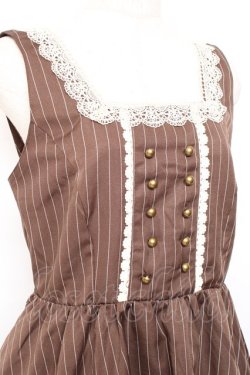 画像3: m petit by misako / TT*AOKストライプジャンパースカート L 中茶 Y-25-11-05-114-LO-OP-SZ-ZY