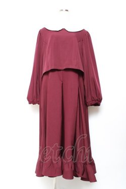 画像1: m petit by misako / マイメロワッペン付きワンピース 4L ボルドー Y-25-11-05-116-LO-OP-SZ-ZY