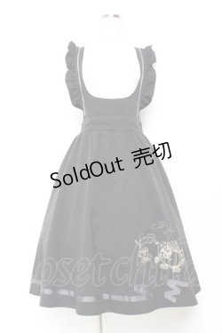 画像1: axes femme POETIQUE / ティータイム刺繍吊りスカート M 黒 Y-25-11-05-118-AX-SK-SZ-ZY