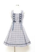 axes femme / チェック柄ジャンパースカート M 紺 Y-25-11-05-121-AX-OP-SZ-ZY