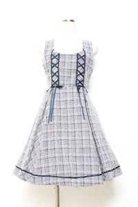 axes femme / チェック柄ジャンパースカート M 紺 Y-25-11-05-121-AX-OP-SZ-ZI