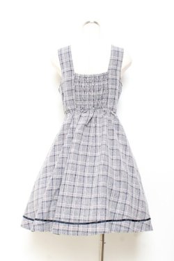 画像2: axes femme / チェック柄ジャンパースカート M 紺 Y-25-11-05-121-AX-OP-SZ-ZY