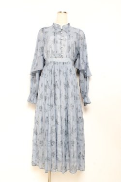画像1: axes femme POETIQUE / フラワーキャットロングワンピース M ブルー Y-25-11-05-125-AX-OP-SZ-ZY
