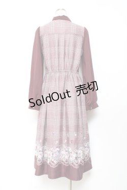 画像2: axes femme / グレンチェック花柄ワンピース M ワイン Y-25-11-05-127-AX-OP-SZ-ZY