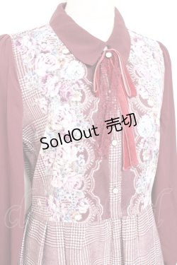 画像3: axes femme / グレンチェック花柄ワンピース M ワイン Y-25-11-05-127-AX-OP-SZ-ZY