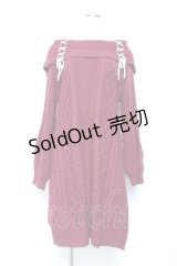 axes femme / Ｗ編み上げニットチュニック F ワイン Y-25-11-05-128-AX-OP-SZ-ZY