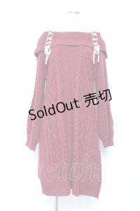 axes femme / Ｗ編み上げニットチュニック F ワイン Y-25-11-05-128-AX-OP-SZ-ZY