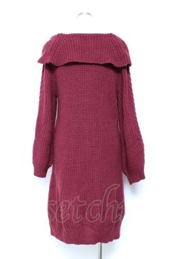 画像2: axes femme / Ｗ編み上げニットチュニック F ワイン Y-25-11-05-128-AX-OP-SZ-ZY