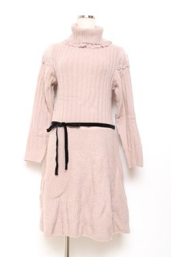 画像1: axes femme POETIQUE / 肩デザインタートルニットワンピース M アワピンク Y-25-11-05-130-AX-OP-SZ-ZY