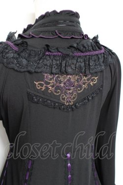 画像3: Ozz oneste / 姫袖裾プリーツサテンリボンワンピース  黒×紫 Y-25-11-05-133-OO-OP-SZ-ZY