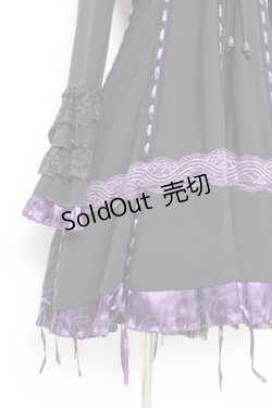 画像5: Ozz oneste / 姫袖裾プリーツサテンリボンワンピース  黒×紫 Y-25-11-05-133-OO-OP-SZ-ZY